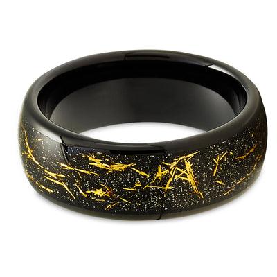 Meteorite Wedding Ring - Black Wedding Ring - Tungsten Wedding Ring - Meteorite Ring