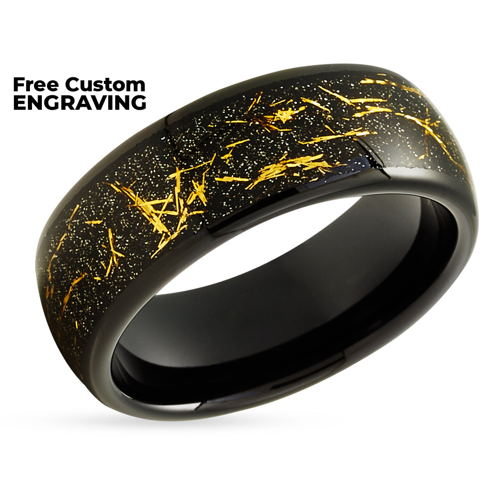 Meteorite Wedding Ring - Black Wedding Ring - Tungsten Wedding Ring - Meteorite Ring