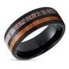 Deer Antler Wedding Band - Black Tungsten Ring - Cherry Wood Ring - 8mm