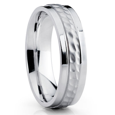 Titanium Wedding Band - Titanium Wedding Ring - Hammered Titanium Ring - Clean Casting Jewelry