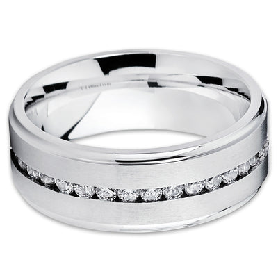 8mm - Titanium Wedding Band - Men's Titanium Ring - CZ Ring - Clean Casting Jewelry