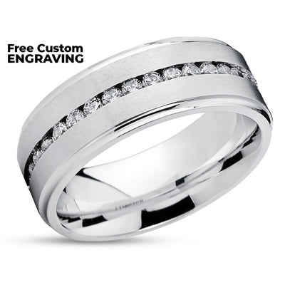 8mm - Titanium Wedding Band - Men's Titanium Ring - CZ Ring - Wedding Band