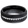 Black Wedding Band - Titanium Wedding Ring - CZ - Men's Wedding Ring - Clean Casting Jewelry