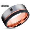 Rose Gold Tungsten Ring - Black Diamond Ring - Diamond Wedding Ring - Wedding Band