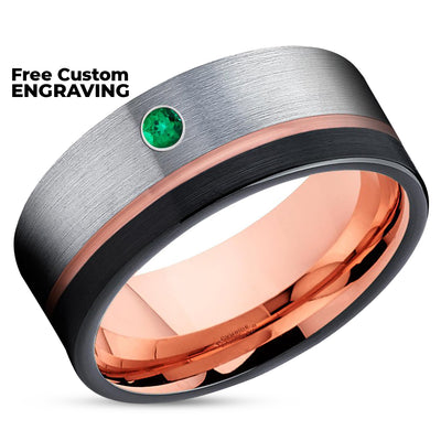 Black Tungsten Wedding Ring - Rose Gold Wedding Ring - Anniversary Ring - Engagement Ring
