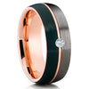 Rose Gold Tungsten Ring - White Diamond Ring - Gunmetal Ring - Tungsten Ring - Clean Casting Jewelry 