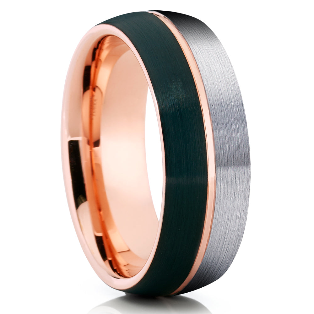 Gray Tungsten Wedding Band - Black Tungsten - Rose Gold Tungsten Ring - Clean Casting Jewelry