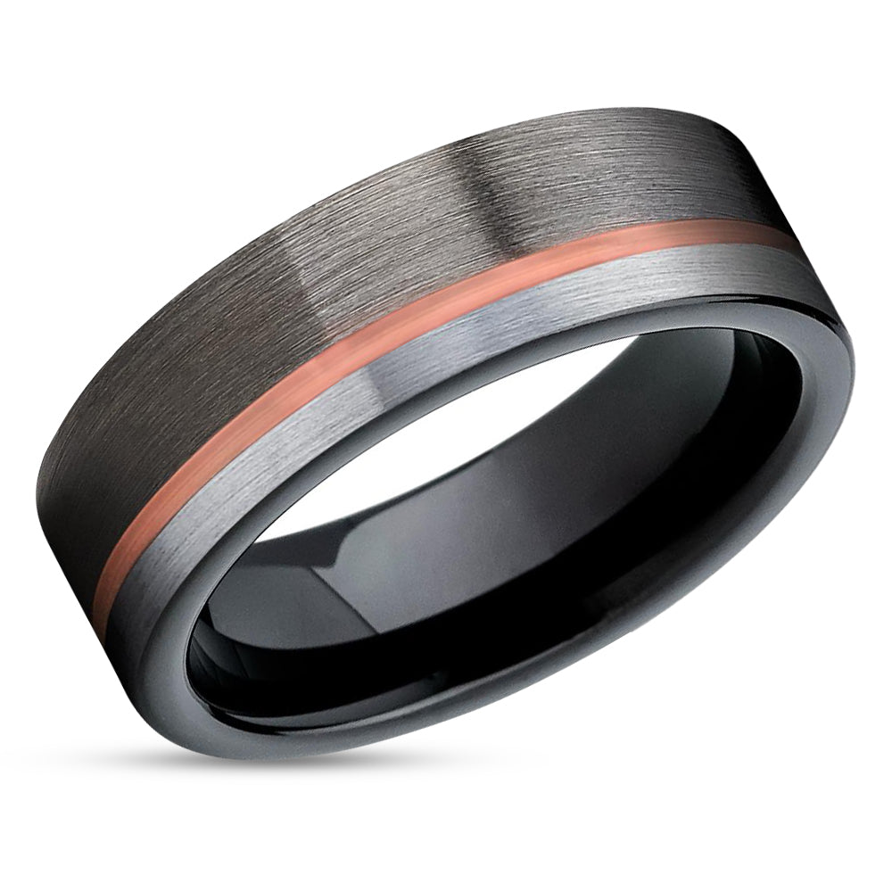 Gunmetal Wedding Ring - Rose Gold Wedding Ring - Black Wedding Ring - Rose Gold