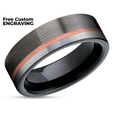 Gunmetal Wedding Ring - Rose Gold Wedding Ring - Black Wedding Ring - Rose Gold
