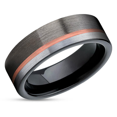 Gunmetal Wedding Ring - Rose Gold Wedding Ring - Black Wedding Ring - Rose Gold