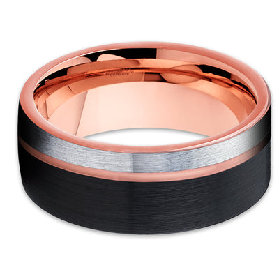 Black Tungsten Wedding Ring - Rose Gold Tungsten - Gray Tungsten - Clean Casting Jewelry