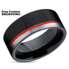 Red Wedding Ring - Black Tungsten Ring - Red Tungsten Ring - Black Wedding Band