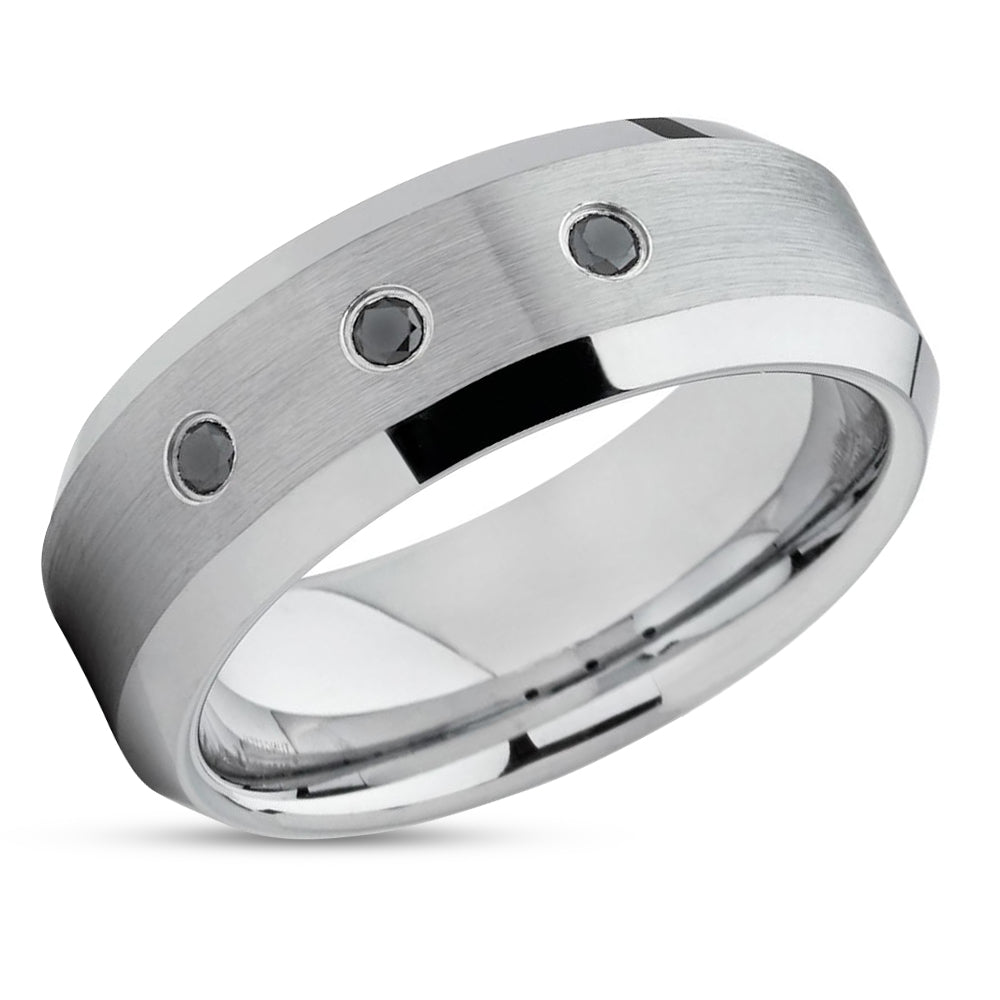 Black Diamond Ring - Tungsten Wedding Band - Man's Wedding Ring - Man's Wedding Ring