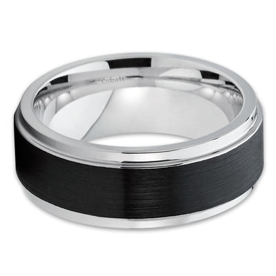 Silver Cobalt Ring - Men's Wedding Band - Black Cobalt Ring - Brush Ring - Clean Casting Jewelry