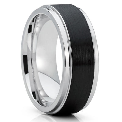 Silver Cobalt Ring - Men's Wedding Band - Black Cobalt Ring - Brush Ring - Clean Casting Jewelry
