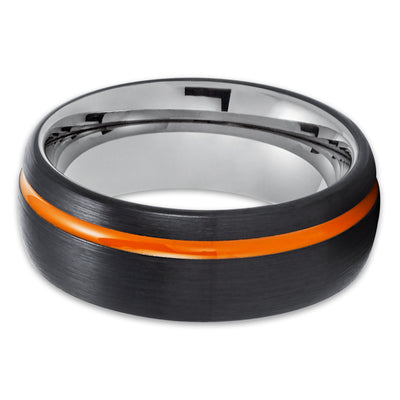 Orange Tungsten Wedding Ring - Gunmetal Tungsten Ring - Black Tungsten Ring - Wedding Band