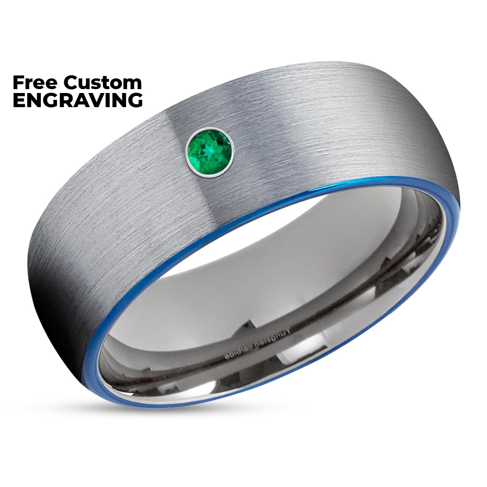 Blue Tungsten Wedding Ring - Gunmetal Wedding Ring - Tungsten Wedding Band - Ring
