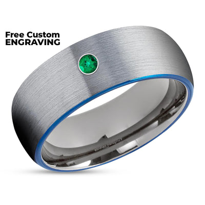 Blue Tungsten Wedding Ring - Gunmetal Wedding Ring - Tungsten Wedding Band - Ring
