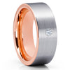 White Diamond Tungsten Ring - Rose Gold Tungsten Ring - Tungsten Carbide - Clean Casting Jewelry 