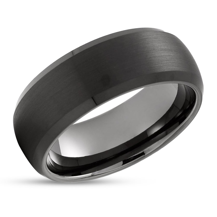 Black Tungsten Ring - Black Wedding Band - Gunmetal Wedding Ring - Black Ring