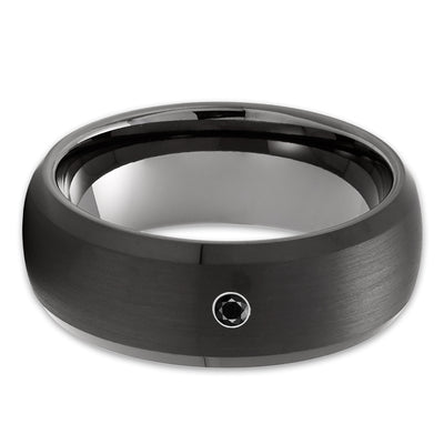Black Tungsten Wedding Ring - Gunmetal Wedding Ring - Black Diamond Wedding Ring - Black Ring