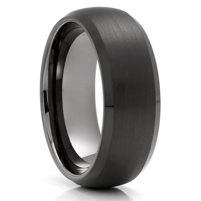 Black Tungsten Ring - Black Wedding Band - Gunmetal Wedding Ring - Black Ring