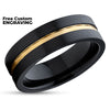 Black Zirconium Wedding Ring - Gold Wedding Band - Black Wedding Ring - Zirconium Ring