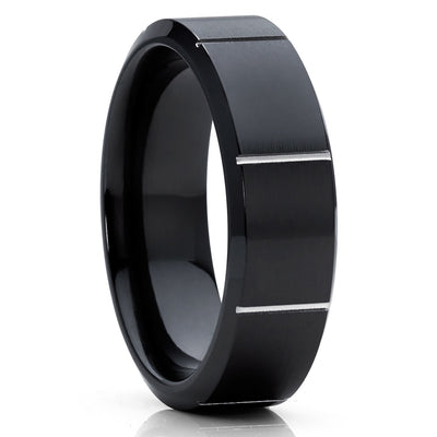 Black Zirconium Ring - Engagement Ring - Zirconium Wedding Band - Wedding Ring