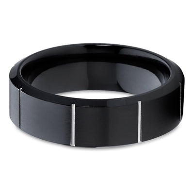 Black Zirconium Ring - Engagement Ring - Zirconium Wedding Band - Wedding Ring
