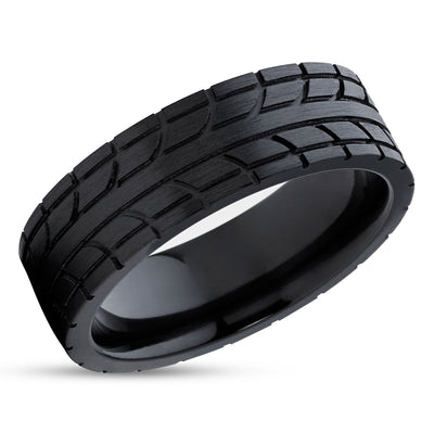 Black Zirconium Wedding Band - Black Wedding Band - Zirconium Wedding Ring - Black Ring