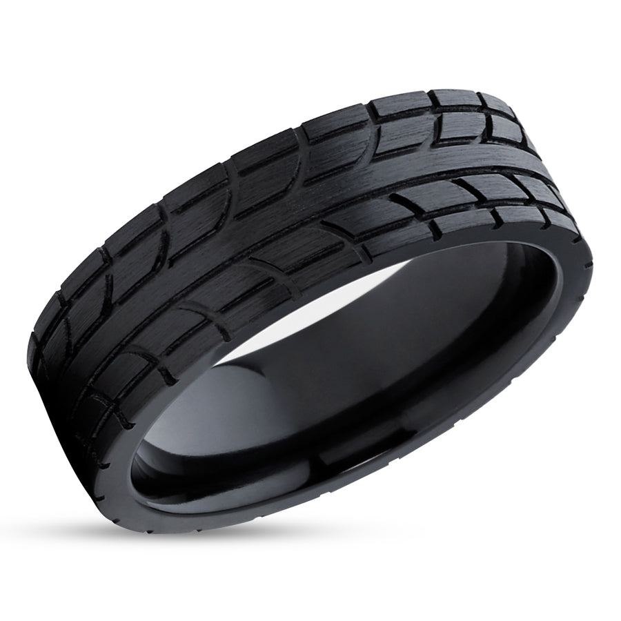 Black Zirconium Wedding Band - Black Wedding Band - Zirconium Wedding Ring - Black Ring