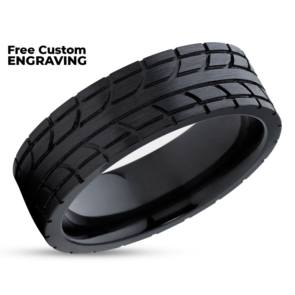 Black Zirconium Wedding Band - Black Wedding Band - Zirconium Wedding Ring - Black Ring