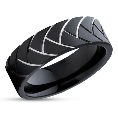 Black Wedding Ring - Black Zirconium Wedding Band - Anniversary Ring - Engagement Ring