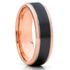 Rose Gold Wedding Ring - Zirconium Wedding Band - 14k Rose Gold - Black Wedding Ring