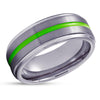 Gunmetal Tungsten Wedding Ring - Green Tungsten Ring - Men & Women - Gunmetal