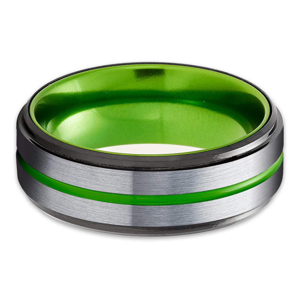 Green Tungsten Ring - Green Wedding Band - Green Tungsten Band - Wedding Ring