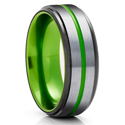 Green Tungsten Ring - Green Wedding Band - Green Tungsten Band - Wedding Ring