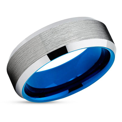 Silver Wedding Ring - Men's Wedding Ring - Tungsten Wedding Band - Anniversary Ring