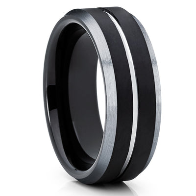 Tungsten Carbide Ring - Black Tungsten Ring - Gray Tungsten - 8mm Ring - Clean Casting Jewelry