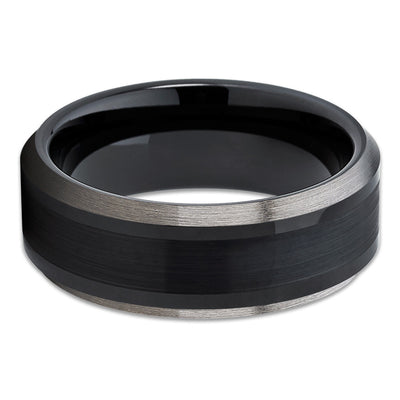 Black Tungsten - 8mm - Black Tungsten Wedding Band - Gunmetal Ring - Clean Casting Jewelry