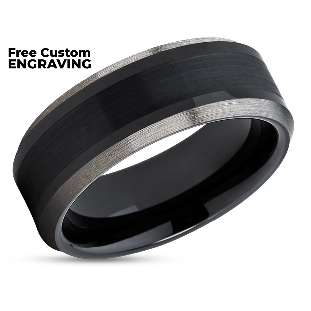 Black Tungsten Ring - Gunmetal Wedding Ring - Tungsten Wedding Band - Ring