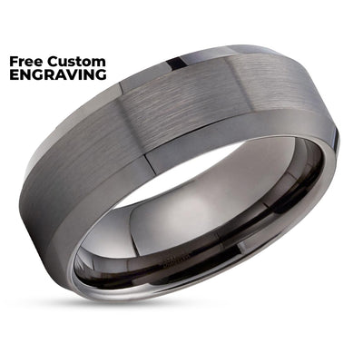 Gunmetal Wedding Ring - Tungsten Wedding Ring - Gunmetal Wedding Band - Beveled
