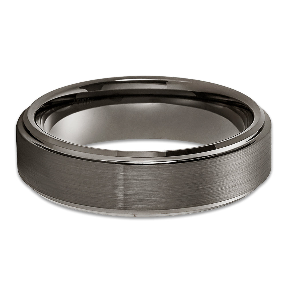 Gunmetal Tungsten Ring - 6mm - 8mm Gray Tungsten Ring - Anniversary Ring - Brush - Clean Casting Jewelry