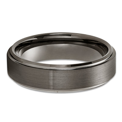 Gunmetal Tungsten Ring - 6mm - 8mm Gray Tungsten Ring - Anniversary Ring - Brush - Clean Casting Jewelry