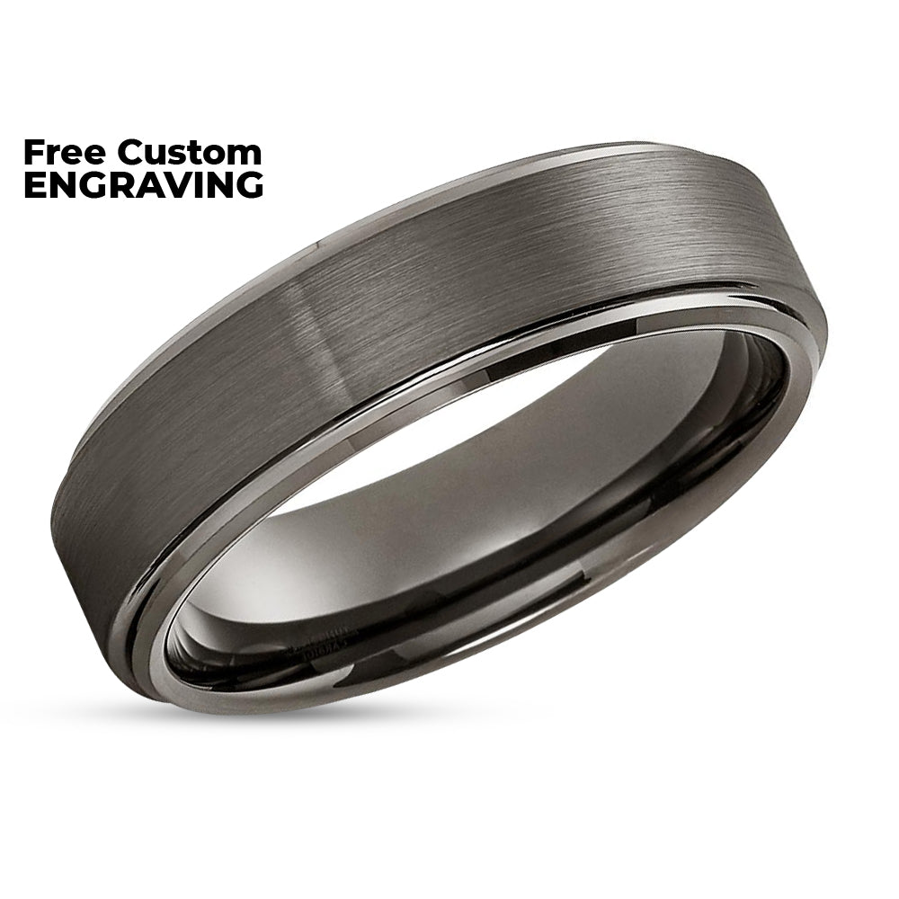 Gunmetal Wedding Ring - Tungsten Wedding Ring - Gunmetal Wedding Band - Ring