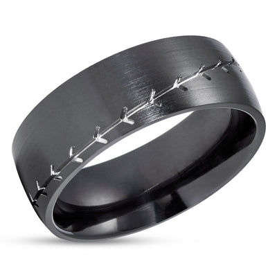 Baseball Wedding Ring - Black Zirconium - Baseball Wedding Band - Zirconium Wedding Ring