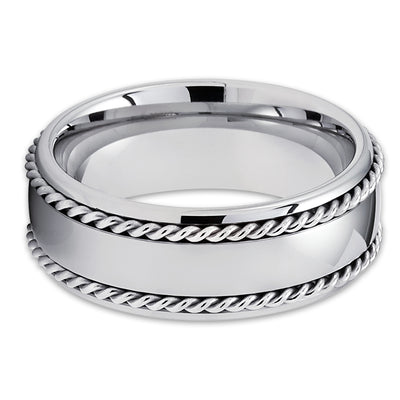 Men's Tungsten Wedding Band - Braid Tungsten Ring - Tungsten Carbide - 8mm - Clean Casting Jewelry