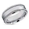 Men's Tungsten Wedding Band - Braid Tungsten Ring - Tungsten Carbide - 8mm
