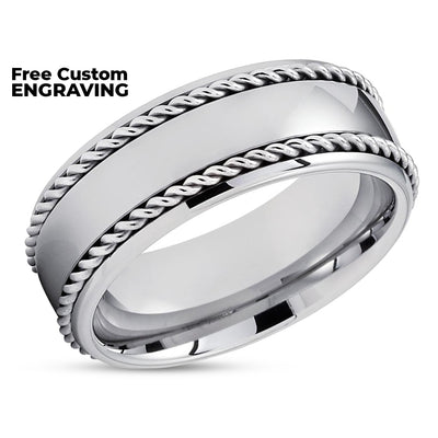 Men's Tungsten Wedding Band - Braid Tungsten Ring - Tungsten Carbide - 8mm