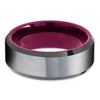 Purple Tungsten Wedding Ring - Gray Tungsten Ring - Purple Wedding Band - Clean Casting Jewelry